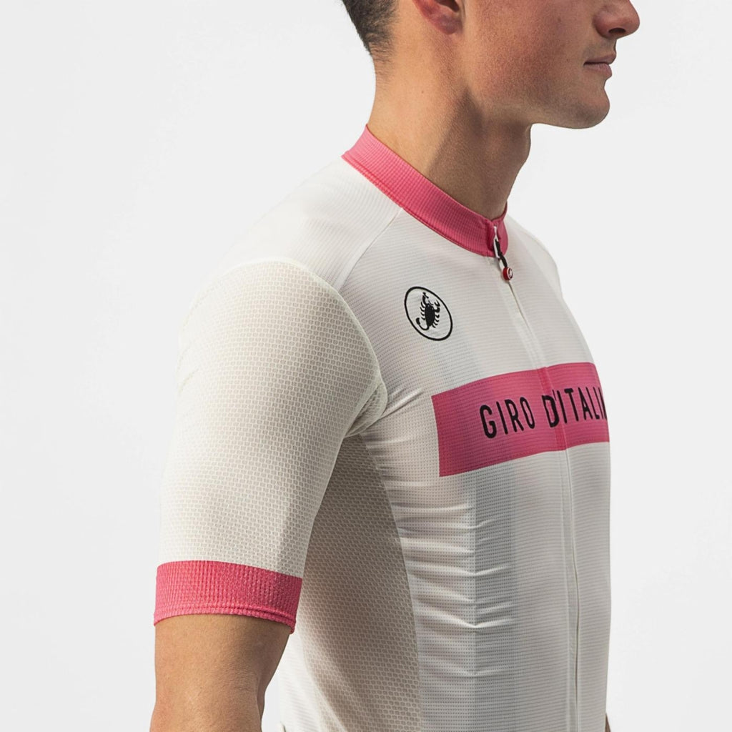 Tricota Ciclismo Castelli Fuori GIRO Manga Corta Blanca Mangas