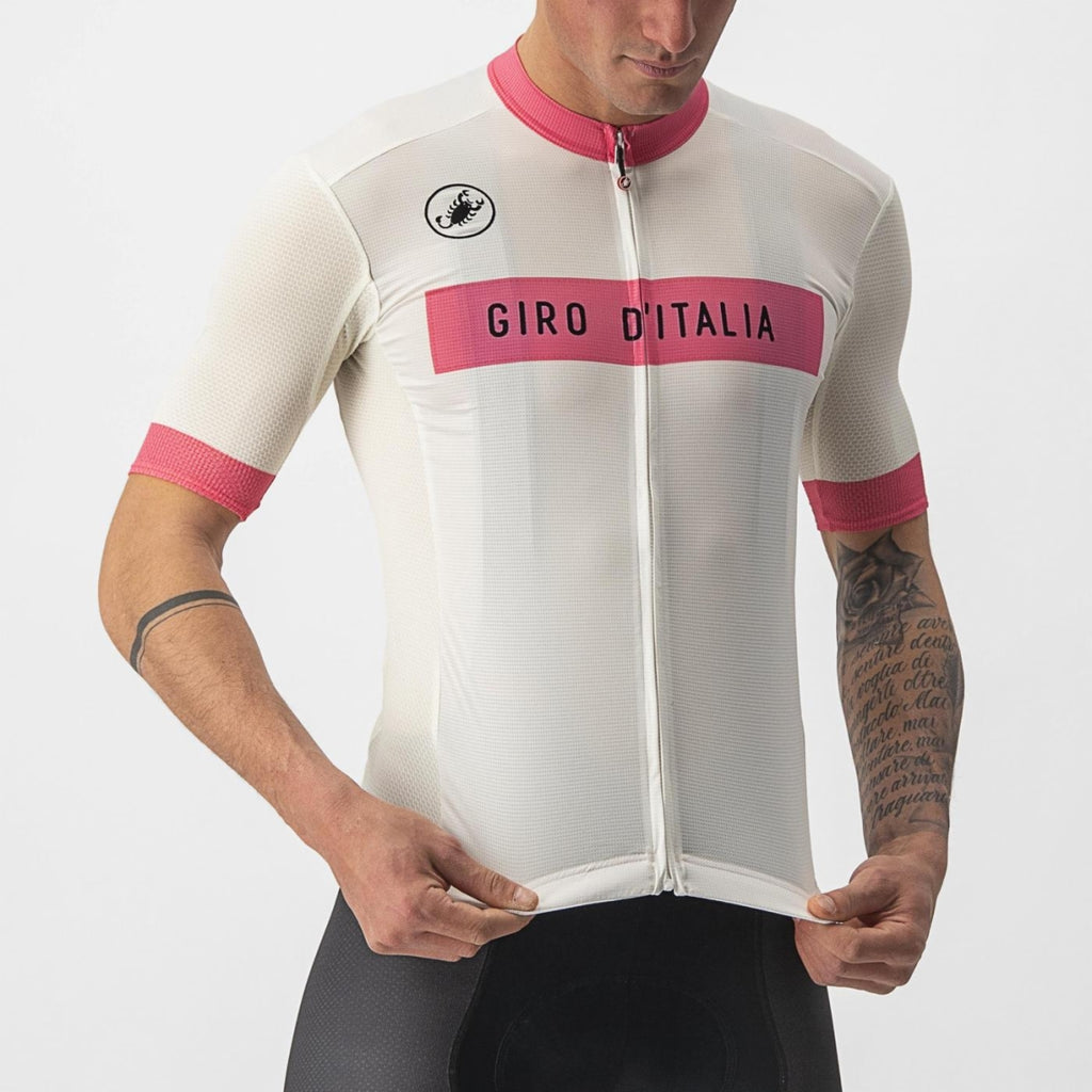 Tricota Ciclismo Castelli Fuori GIRO Manga Corta Blanca