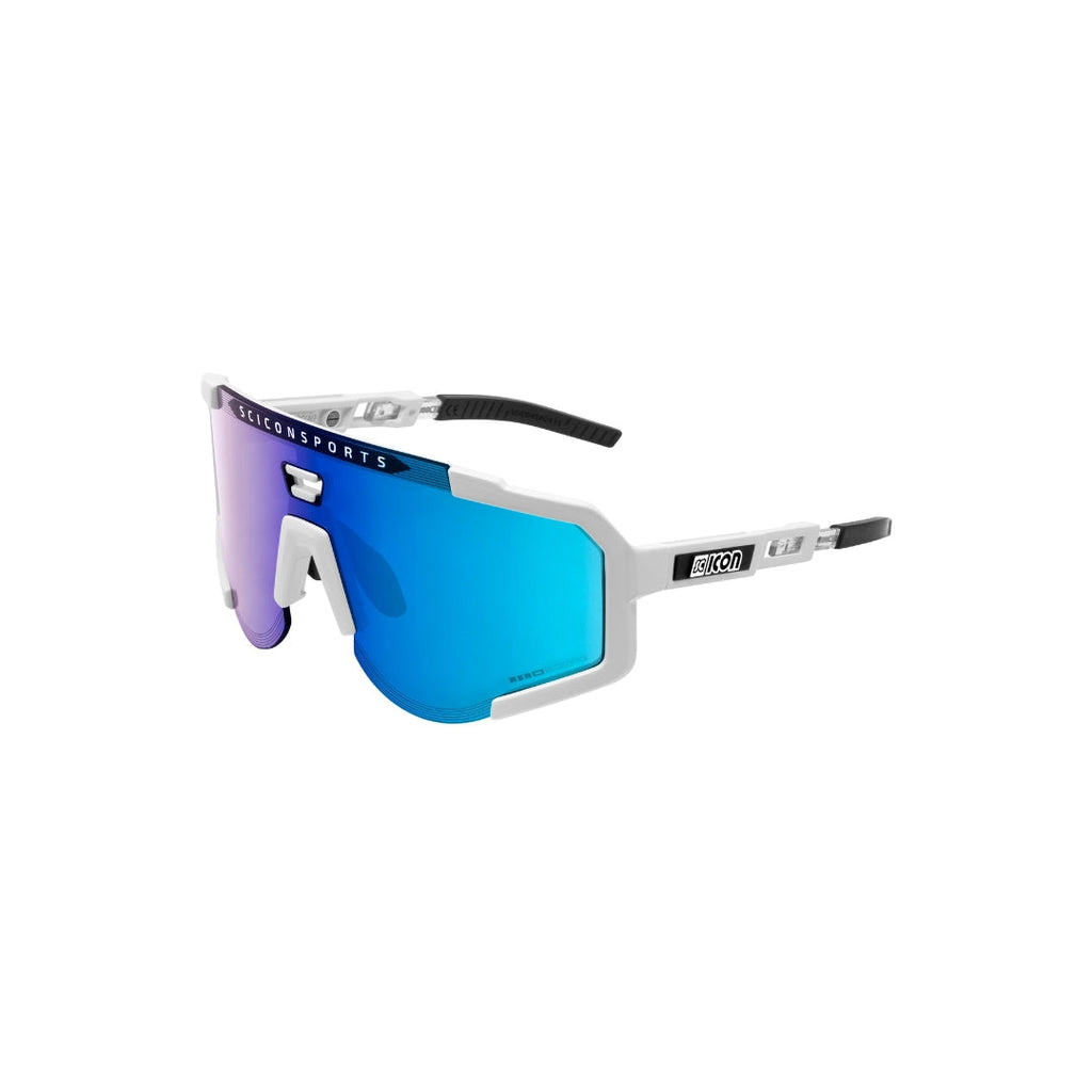 Gafas Aeroscope White Gloss con lente cilíndrica panorámica y diseño deportivo de alto rendimiento