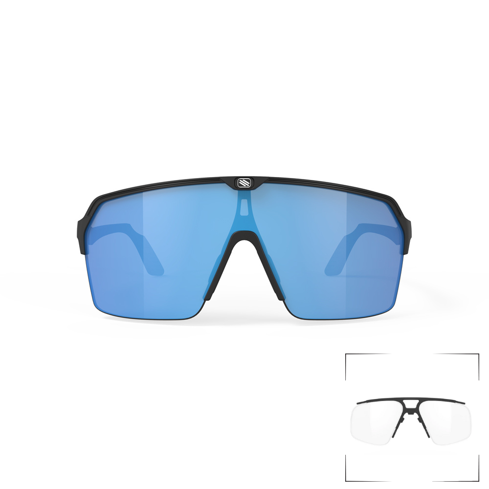 Lentes Rudy Project Spinshield Air con inserto óptico en color negro.