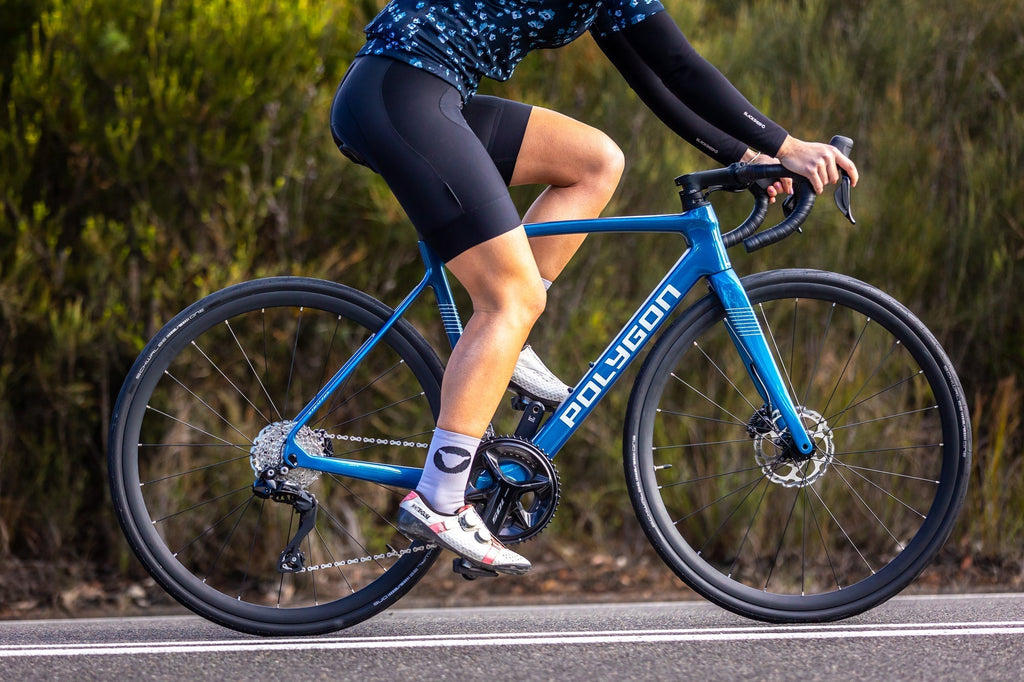 Bicicleta Ruta Polygon Strattos Carbon S7X Azul con 105 Di2 12V en Santiago