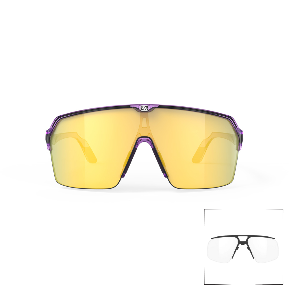 Vista lateral de los lentes Rudy Project Spinshield Air con inserto óptico para visión personalizada.