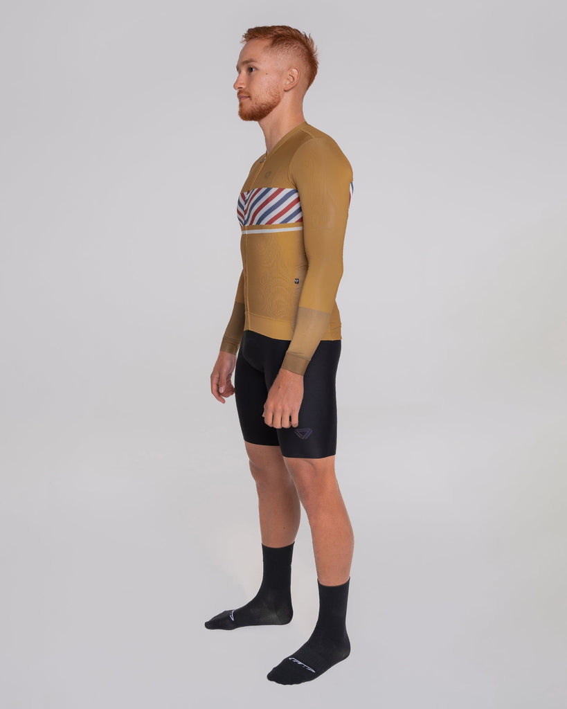 Tricota Profesional de Ciclismo Hombre Manga Larga GW Liberte Mostaza en Santiago