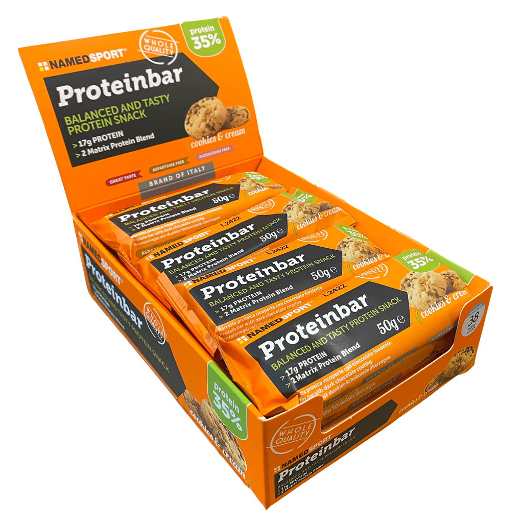 Caja Barra Proteína Namedsport Proteinbar Cookies & Cream 50g (12 unidades)