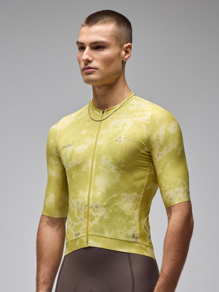 Tricota Amarilla de Ciclismo Unisex Givelo G90 LIGHT de la serie Botanic en manga corta