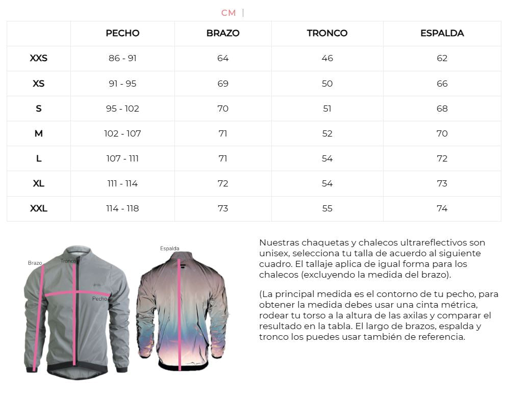 Guia de tallas Chaqueta Térmica para Ciclismo Unisex GRG! de Go Rigo Go!
