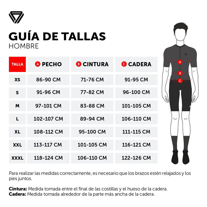 Guia de tallas Hombre Ropa GW Ciclismo SERJAF Cycling Chile