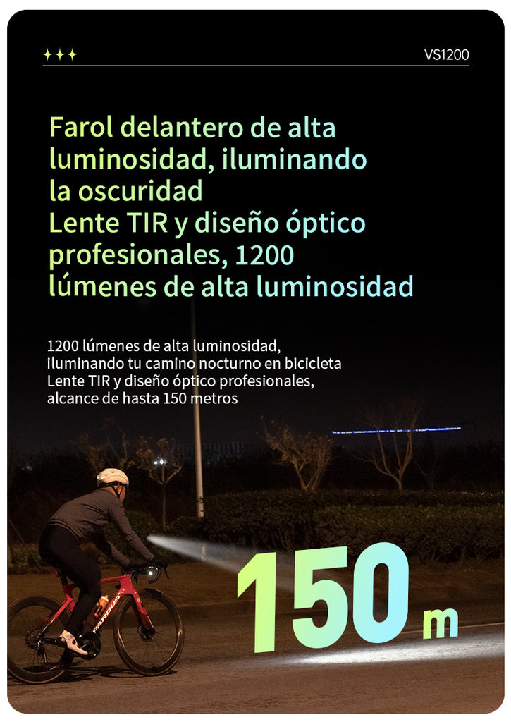 Luz Delantera Inteligente iGPSPORT VS1200 intensidad