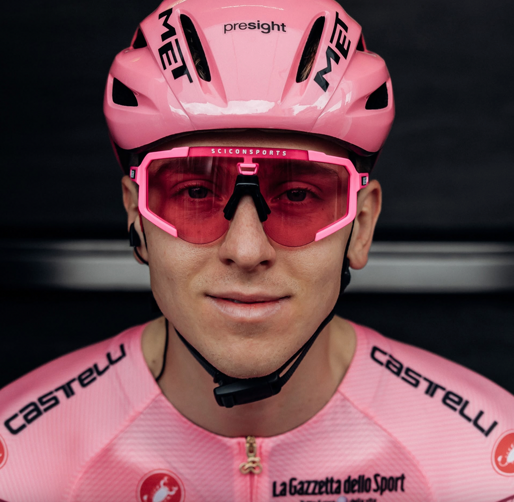 Lentes Scicon Aeroscope Sunglasses Pink Fluo (Giro D´Italia Special Edition) Taded Pogacar estilo