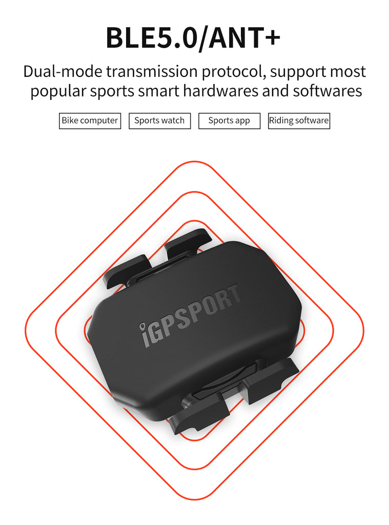 Sensor de Cadencia iGPSPORT CAD70 compatible con Garmin Zwift Wahoo