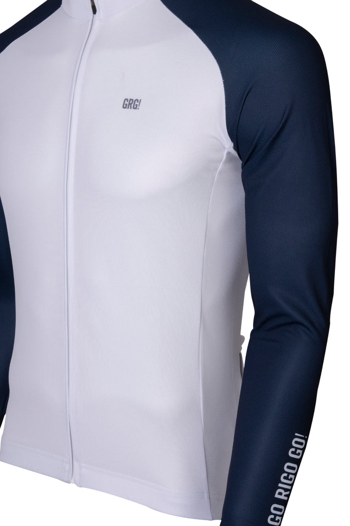 Tricota Blanca y azul de Ciclismo Go Rigo Go KM50 Manga Larga Neptuno